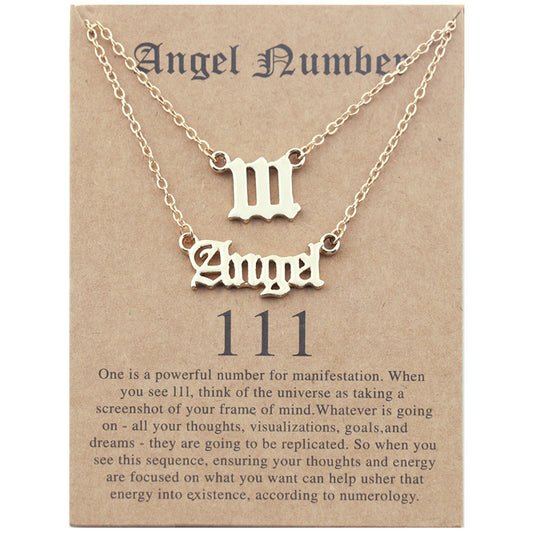 Angel Lucky Number Set Clavicle Card Necklace