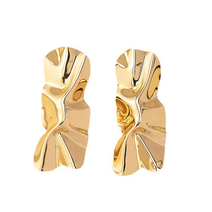 Exaggerated Personalized Design Pleated Metal Earrings