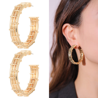 Women's Exaggerated Metal Grain Gold-plated Earrings