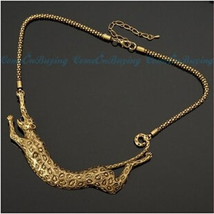 Bronze Leopard Punk Short Clavicle Necklace