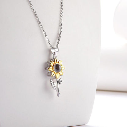 925 Silver Sunflower Projection Necklace