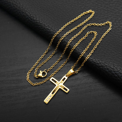 European And American Diamond Studded Hollow Gold Necklace