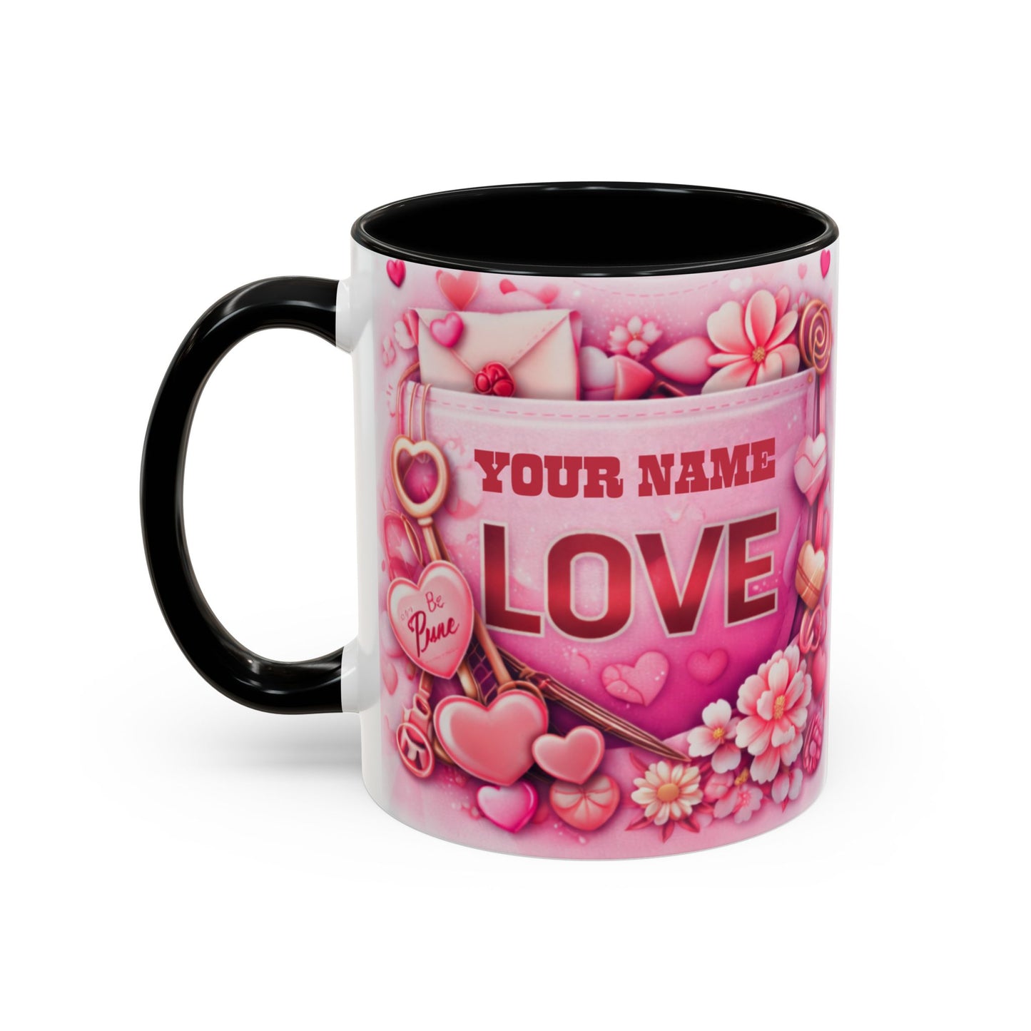 Your Name Love Forever mug | Valentine heart floral coffee mug