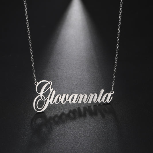 Name Necklace Personalized Gold Stainless Steel English Letter Pendant