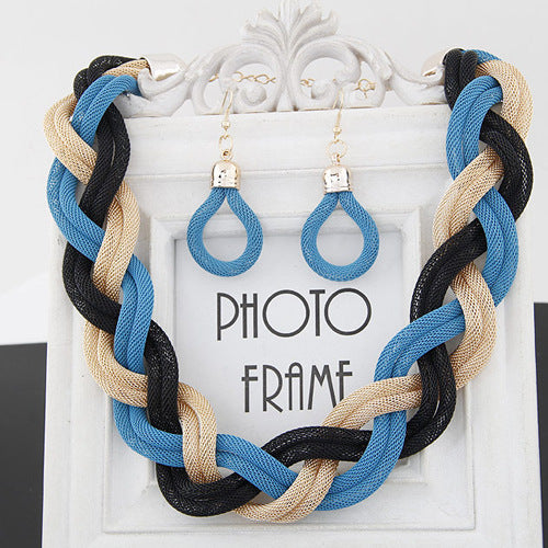 Exaggerated Big Choker Vintage Chunky Statement Necklace and Earrings