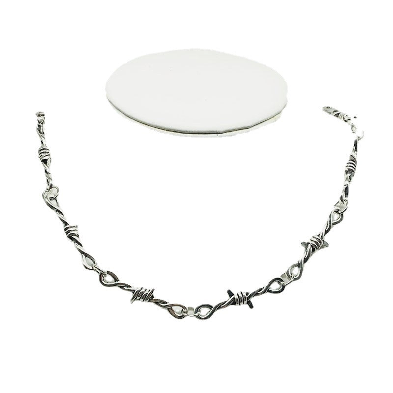 Hip Hop Gothic Punk Style Necklace With Barbed Wire