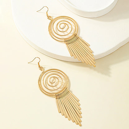 Exaggerated And Personalized Vortex Gear Circle Spiral Earrings