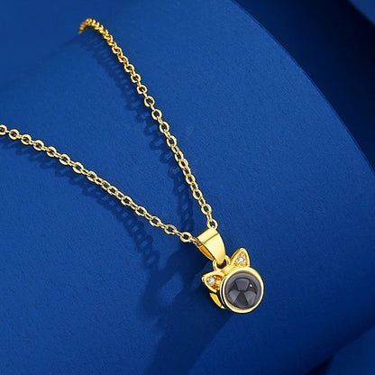 Kitten Necklace Language Projection Pendant Clavicle