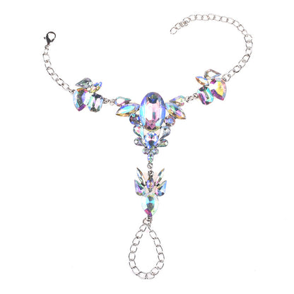 Europe and the United States exaggerated popular alloy inlaid gemstone anklet