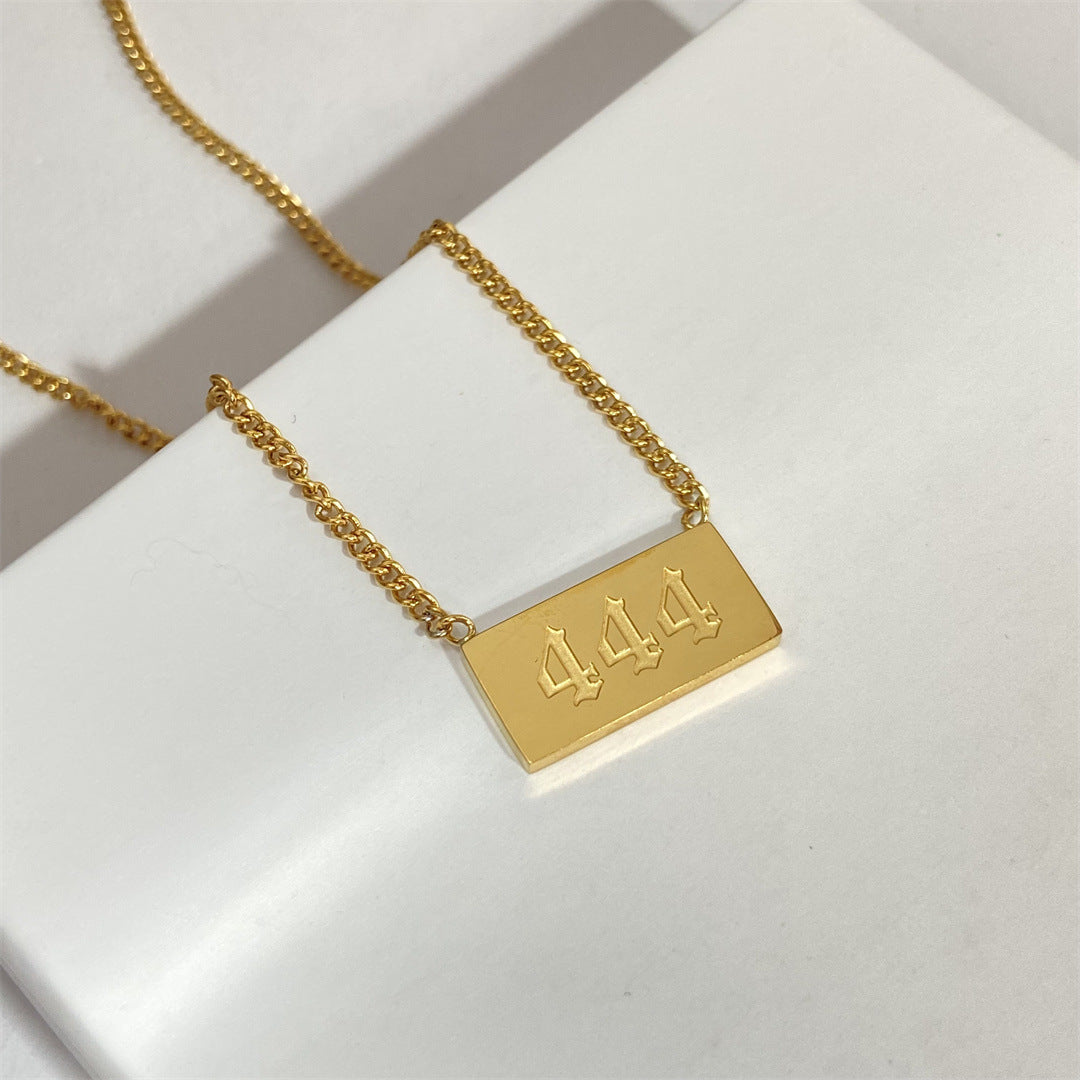Lucky Angel Number Square Tag Necklace