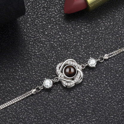 Silver Bracelet Female 100 Projection Language Irregular