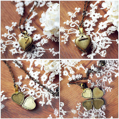 Can Open The Love Clover Customized Photo Necklace