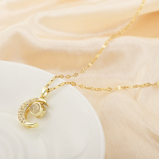 A Hundred Languages I Love You Projection Necklace Full Of Diamond Clavicle Chain