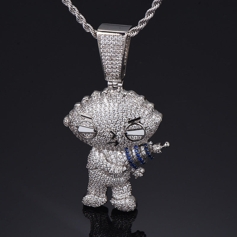 Cartoon Character Pendant Diamond Silver