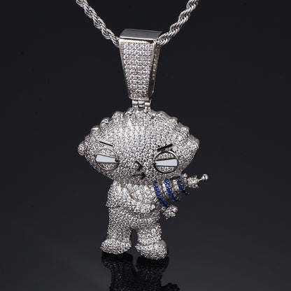 Cartoon Character Pendant Diamond Silver