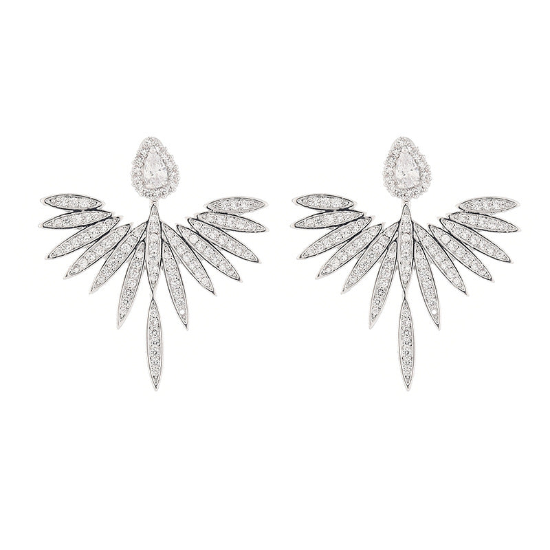 Zircon earrings angel wings earrings