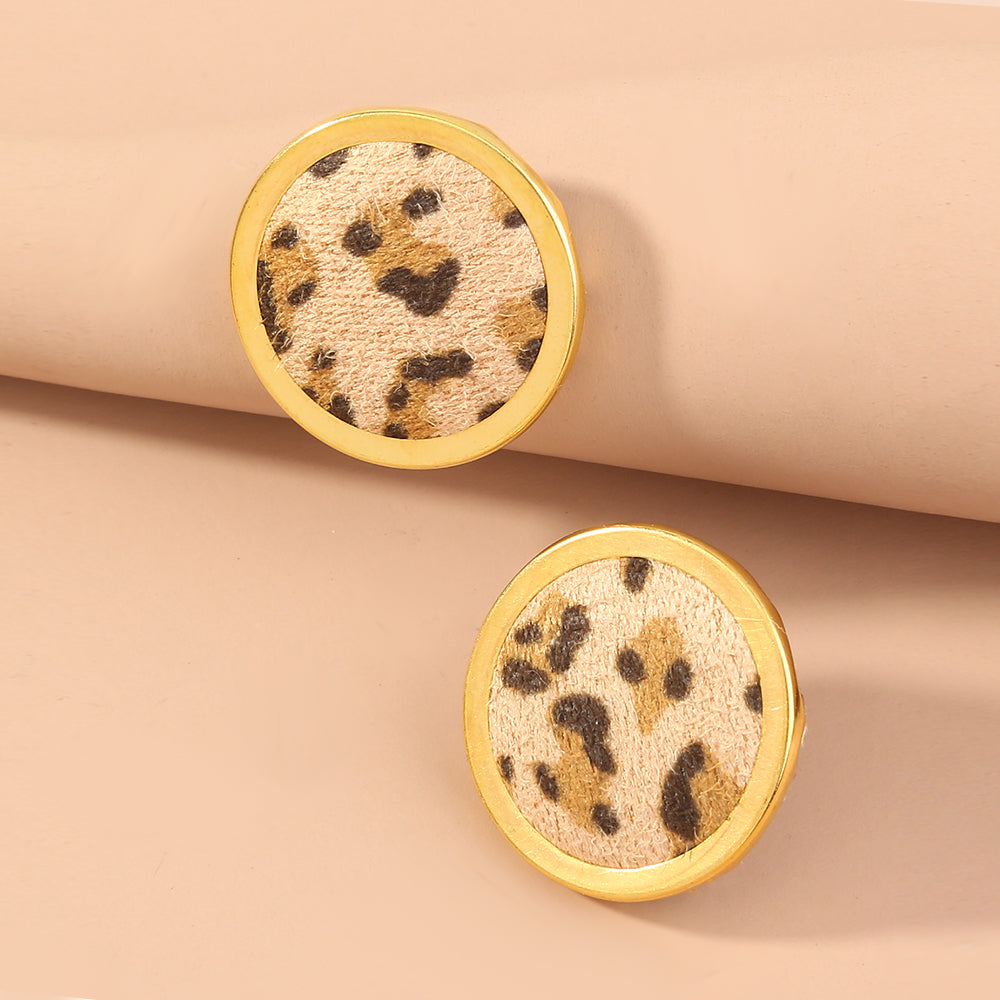 Fashion exaggerated plush leopard-print earrings popular female jewelry INS