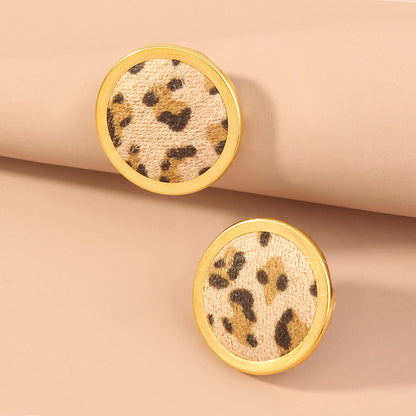 Fashion exaggerated plush leopard-print earrings popular female jewelry INS