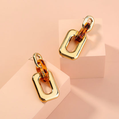 Exaggerated Long Leopard Print Resin Earrings