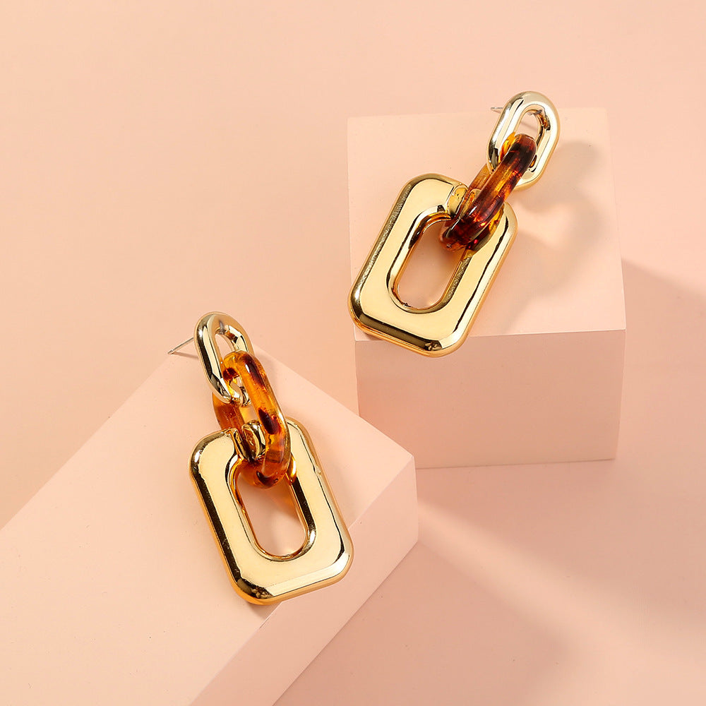 Exaggerated Long Leopard Print Resin Earrings