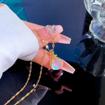 Fashion Cute And Harmless Seven-star Ladybug Necklace Crystal Clear