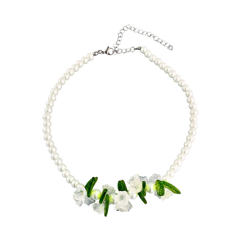 Spring Flower Lily Of The Valley Pearl Necklace