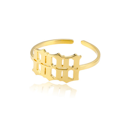 Stainless Steel Angel Number Ring Adjustable