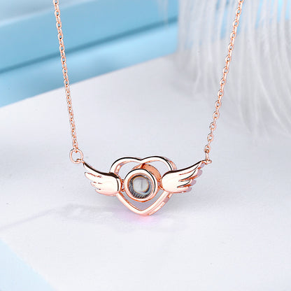 Angel Wings  Language I Love You Projection Necklace