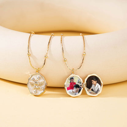 Angel Photo Opening And Closing Box, Cute Pet Photo Frame, Vintage Necklace