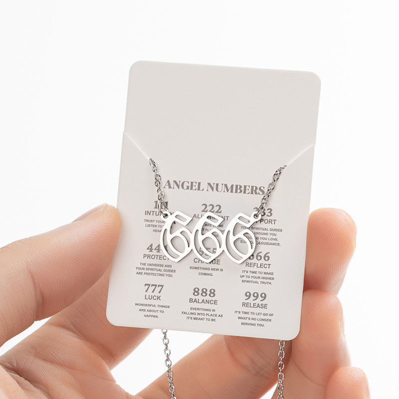 Angel Lucky Number Pendant Fashion 000-999 Stainless Steel Vintage Necklace