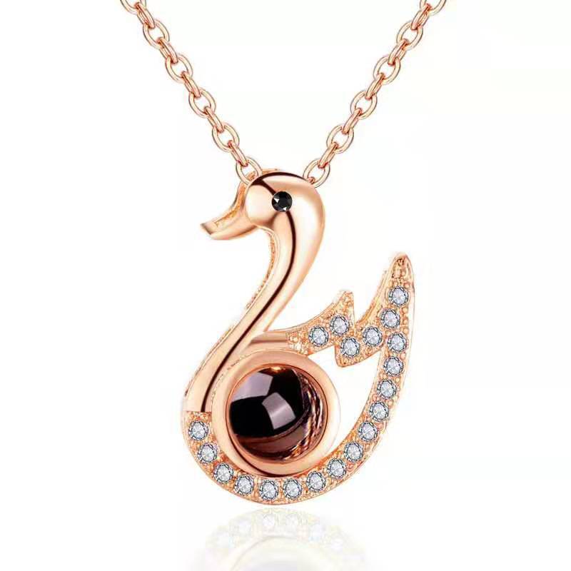 100 Languages Douyin Same Little Swan Projection Necklace