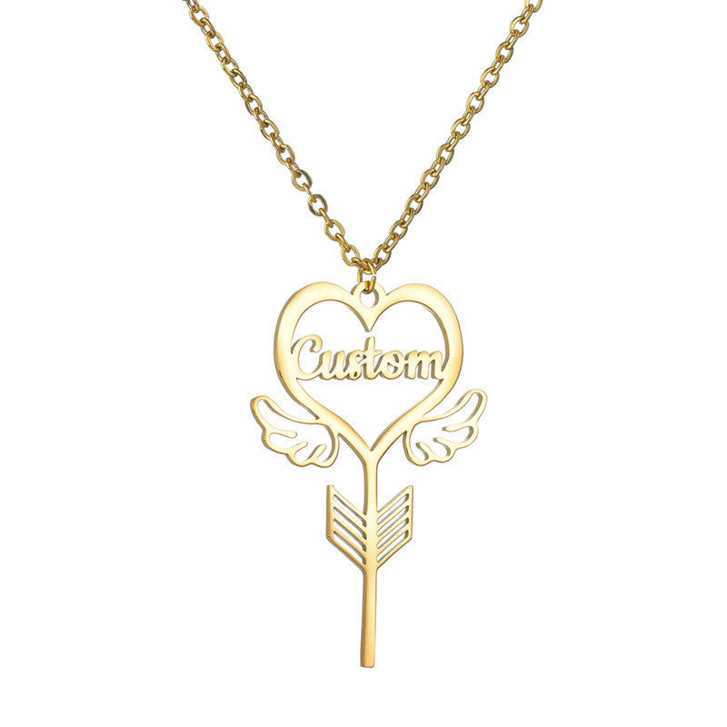 Popular Name Necklace Small Design Sense Love Butterfly Shape Key Pendant Necklace Gift