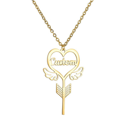 Popular Name Necklace Small Design Sense Love Butterfly Shape Key Pendant Necklace Gift