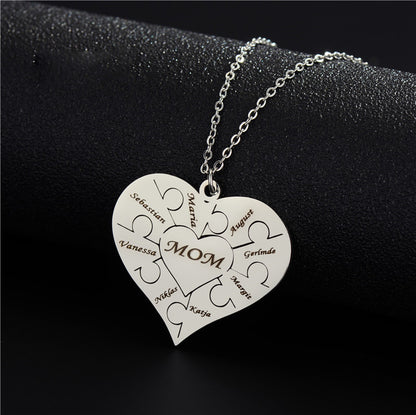 Creative Peach Heart Stainless Steel Puzzle Necklace