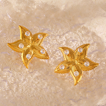 Rusty Steel Exaggerated Design Starfish Earrings Women's Seaside