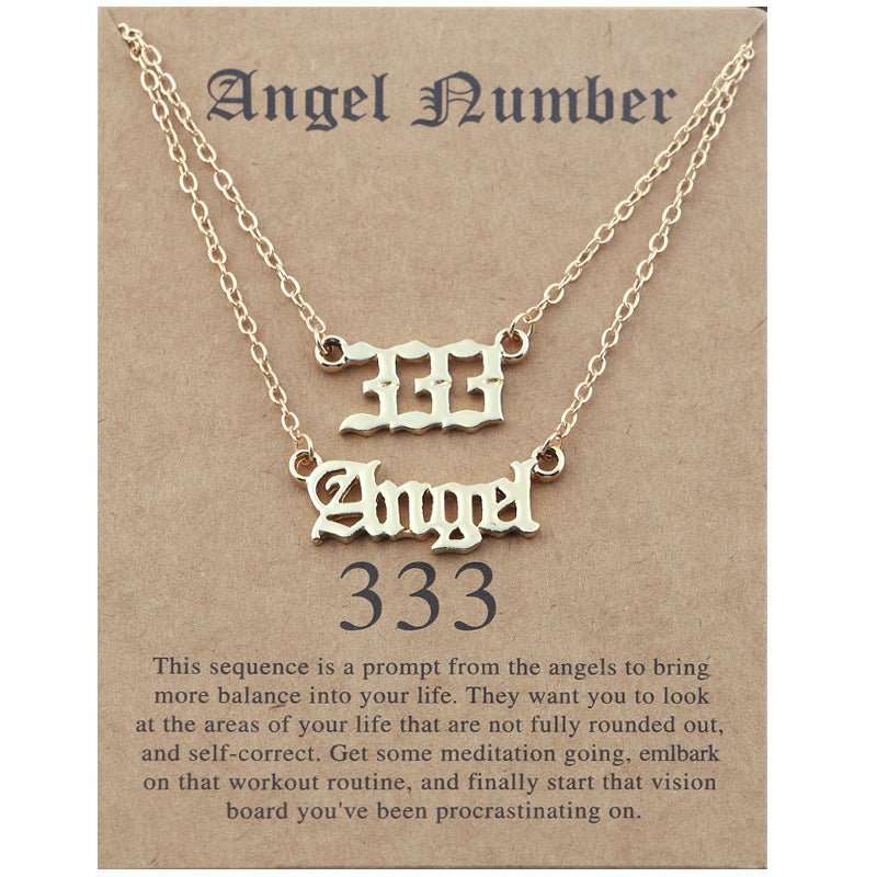 Angel Lucky Number Set Clavicle Card Necklace