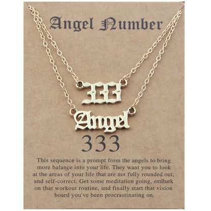 Angel Lucky Number Set Clavicle Card Necklace