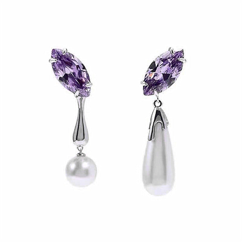 Silver Needle Niche Design Purple Crystal Zircon Series