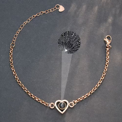 Titanium Steel Heart-shaped Projection Customized Picture Bracelet