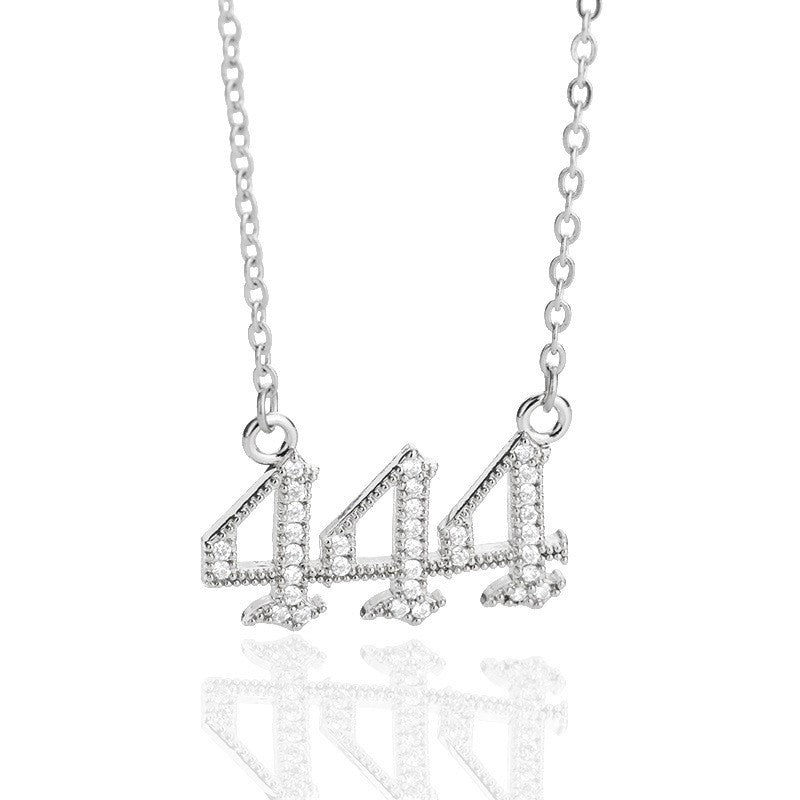 Minimalist Micro Zirconia Numeral Angel Pendant Necklace