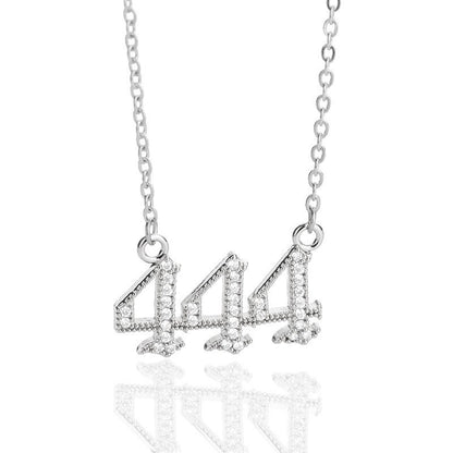 Minimalist Micro Zirconia Numeral Angel Pendant Necklace