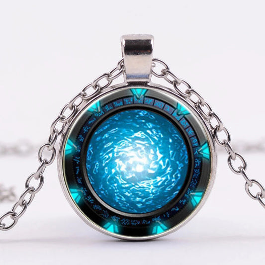 Time Stone Pendant Necklace With Silver Plated Base