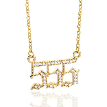 Minimalist Micro Zirconia Numeral Angel Pendant Necklace