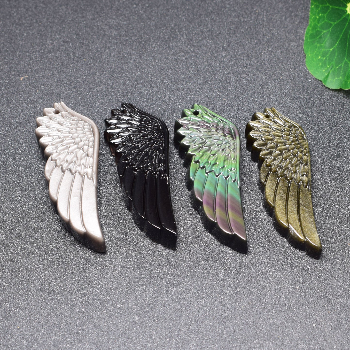 Silver stone Wing Pendant Necklace