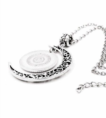 Time Gem Half Moon Pendant Necklace Jewelry