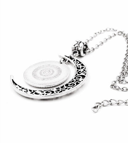 Time Gem Half Moon Pendant Necklace Jewelry