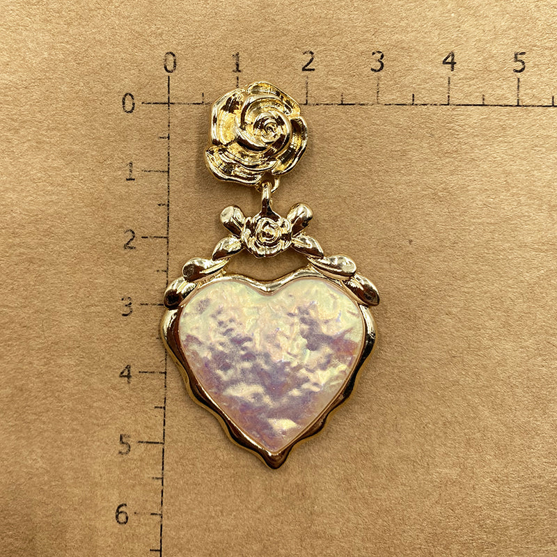 French Vintage Love Pendant Exaggerated Earrings