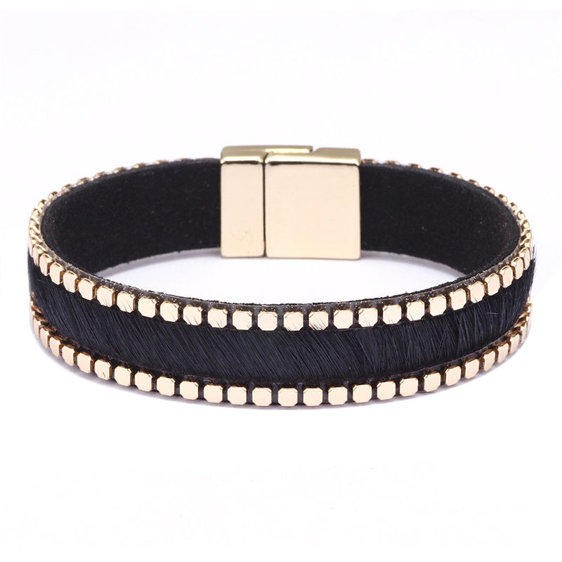 Leopard head U-shaped alloy simple bracelet