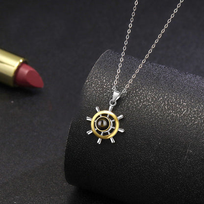 S925 Silver Ship Rudder Projection Necklace