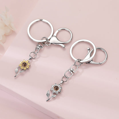 Language Color Photo Custom Sunflower Projection Keychain